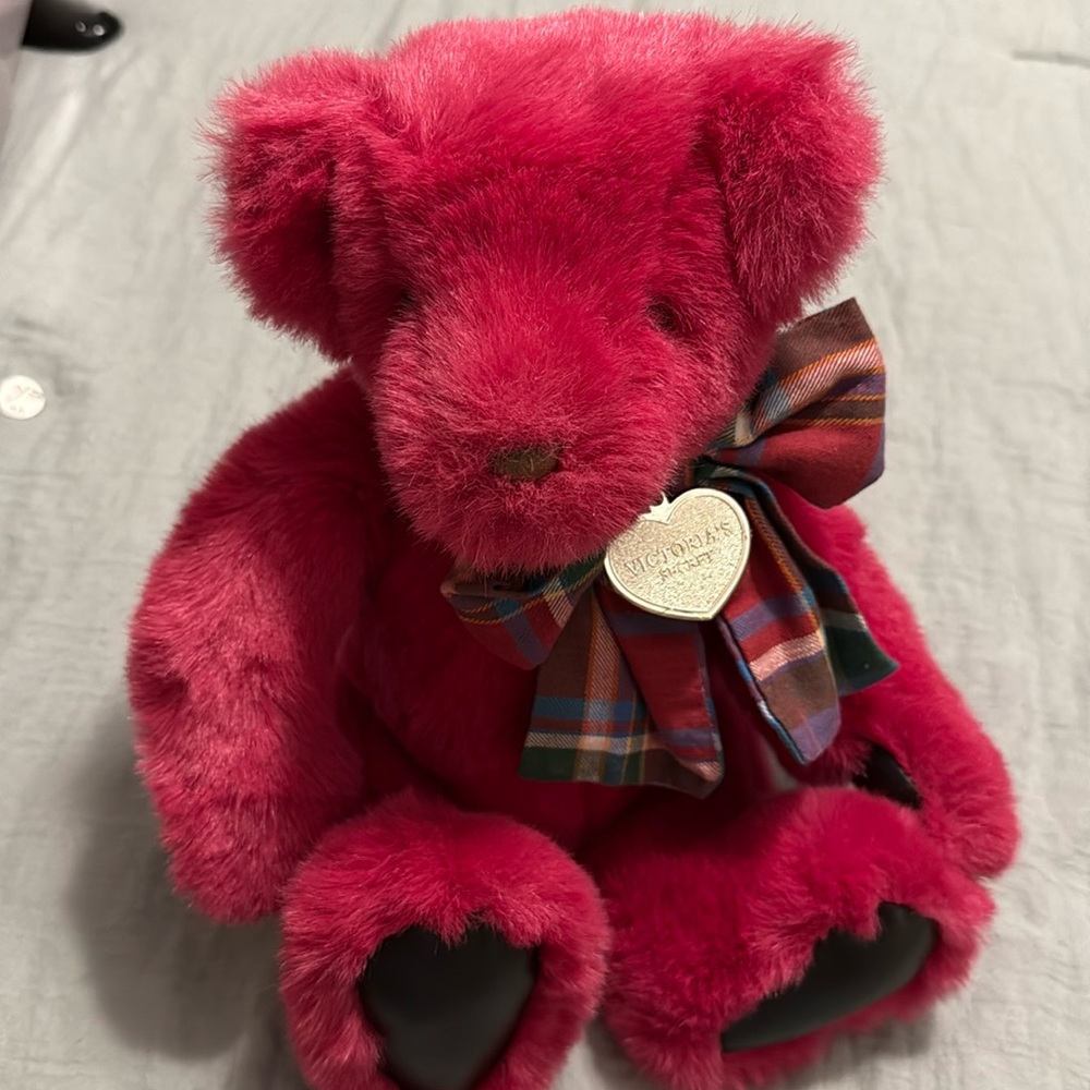 Victoria's Secret Bear Gund 1992 Bright Pink Plush - Vintage